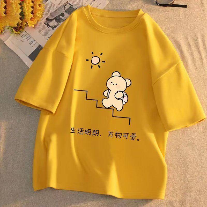 Cotton Shine Brightly Short Sleeve Shirt Women 2025 Summer New Fashion Tide Tops