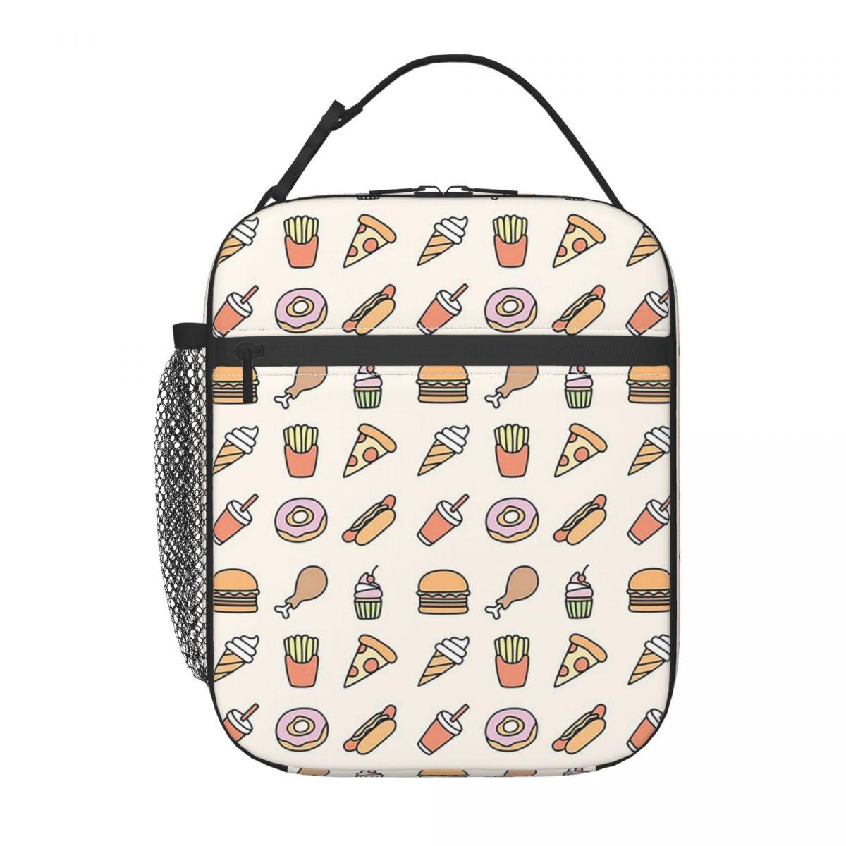 

Cartoon Donut Ice Cream Pattern Insulated Lunch Bag for Women Kids Portable Food Boxes Thermal Lunch Box Tote One Size