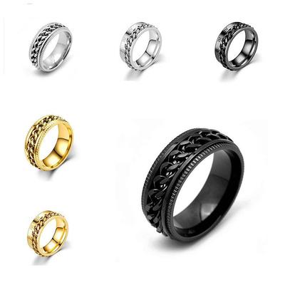 Men's Rotatable Titanium Steel Chain Ring - Trendy, Individual Style, European & American Fashion Jewelry.