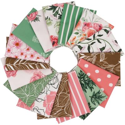 16 Pc Fat Quarter Bundle Floral With Geometrics  Print 18"x 22"  DIY Patchwork-100  Cotton  Pre-Cut Quilting Fabric Pink &