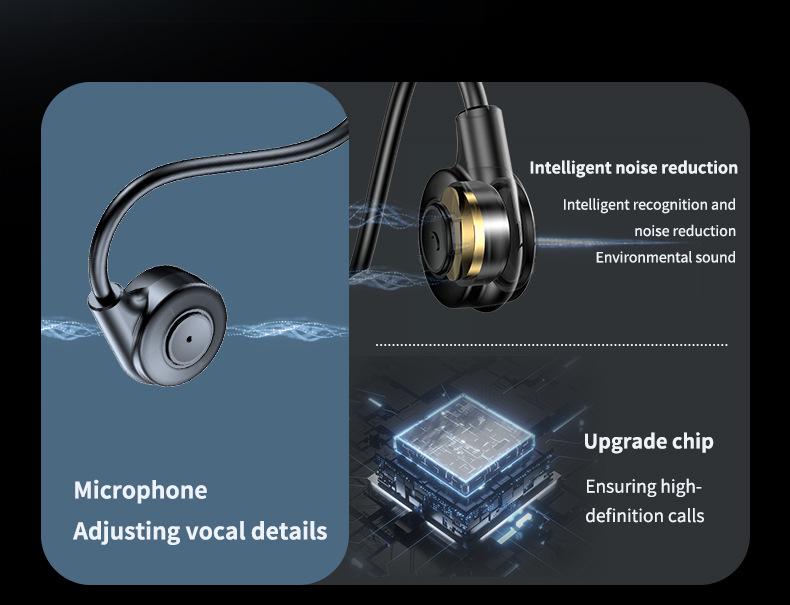 New M2 Dual Ear Hanging Bone Conduction Bluetooth Earphones - Wireless, Non-In-Ear, Sports Neckband Design