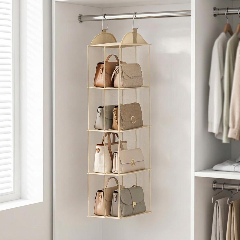 handbag Organizer Closet Storage for Handbags Purse Organizer Wardrobe Hanging Bag Holder Dustproof Multi Layer Storage Rack
