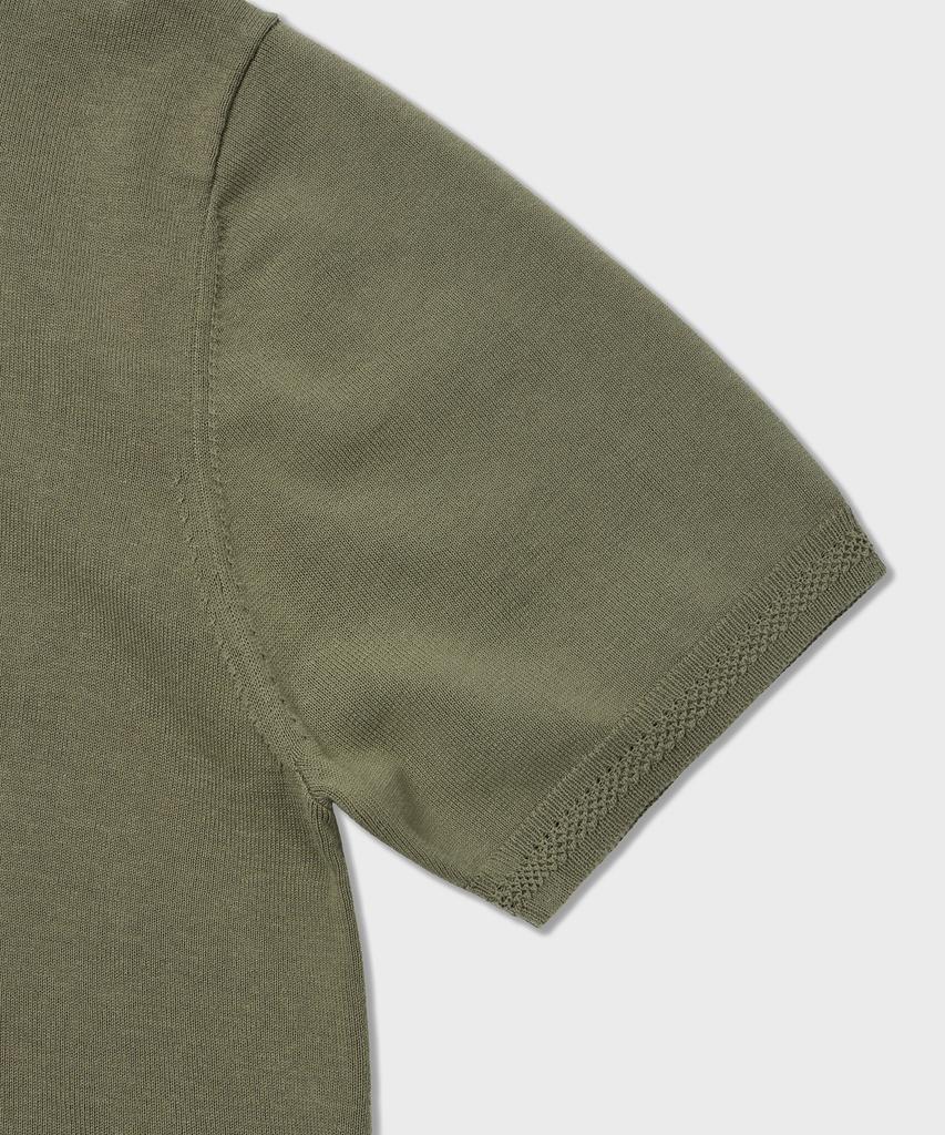 AMFEAST (100% Cotton) Essential Polo Half Knit Olive