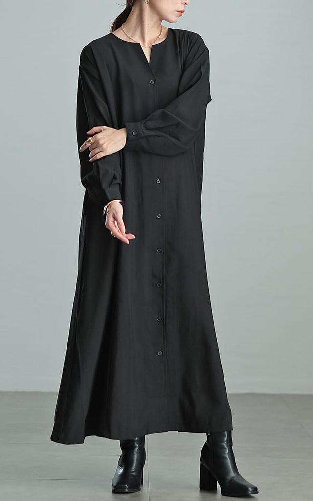 Guld Japan Plus Size Lång Nyckelhål Perfekt för Höst och Storlek Damklänning, Ärm, Veckad, Hals, Utsvängd, A-linje, Stretch, Vår, 4L, Svart,