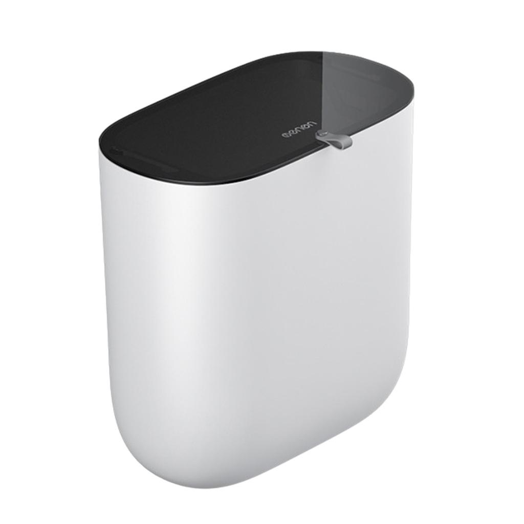 Bathroom Trash Can With Lid- Small Garbage Can With Press Lid- Plastic Wastebasket With Popup Lid For Toilet-Office- Bedroom- Living Room