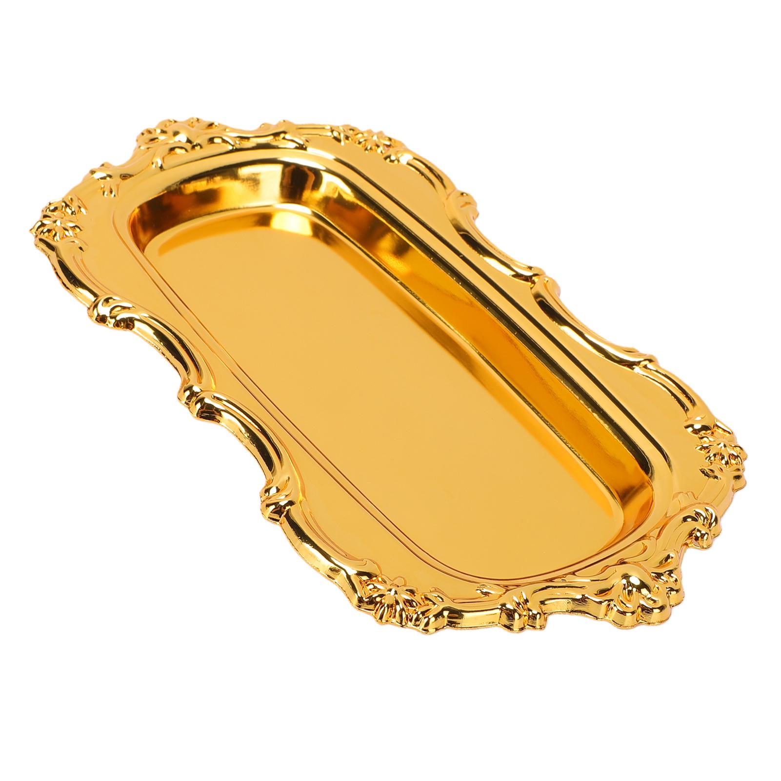 

Vintage Jewelry Tray Multifunctional Exquisite Metal Decorative Tray for Dessert Fruit Snacks