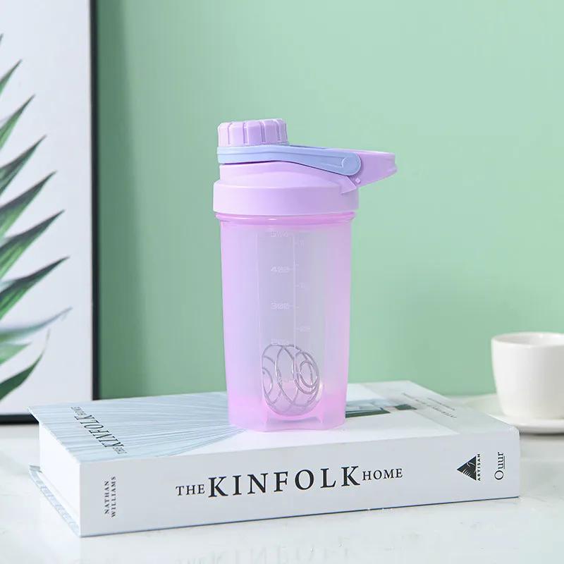 

500 мл переносная бутылка-шейкер для сывороточного протеина, спортивная бутылка для спортзала с шариком для перемешивания, герметичная крышка, дорожная бутылка для воды на открытом воздухе 500ml