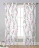 Watercolor Flower Lily Sheer Curtains for Living Room Decoration Window Curtains for Kitchen Tulle Voile Organza Curtains