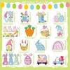 Kathfly 32 Pieces Easter Ornaments for Tree Pastel Spring Wooden Decorations Egg Gnome Bunny Carrot Basket Ornaments Hanging Spring Wood Cutouts