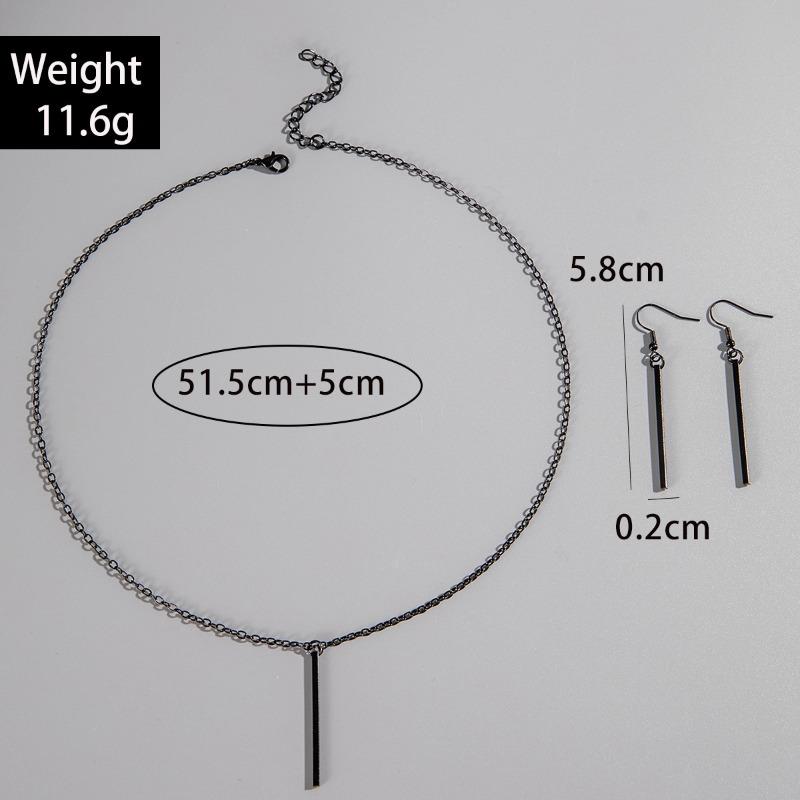 Charm Classic Gold Color Geometric Rectangle Stick Drop Dangle Earrings for Women Personality Trendy Rock Chokers Jewelry Set