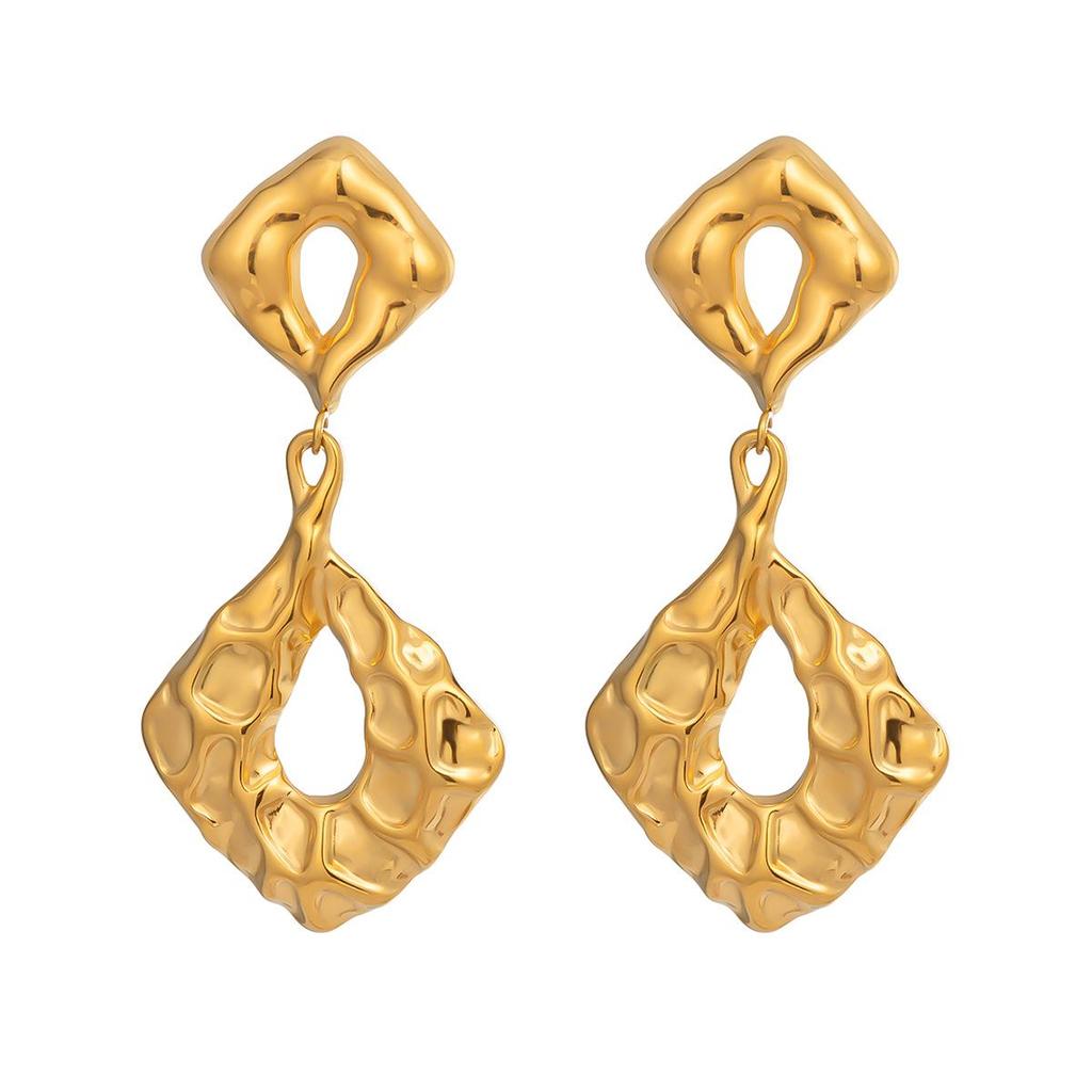 Xia Ling Geometric Pleated 18K Gold-Plated Stainless Steel Earrings