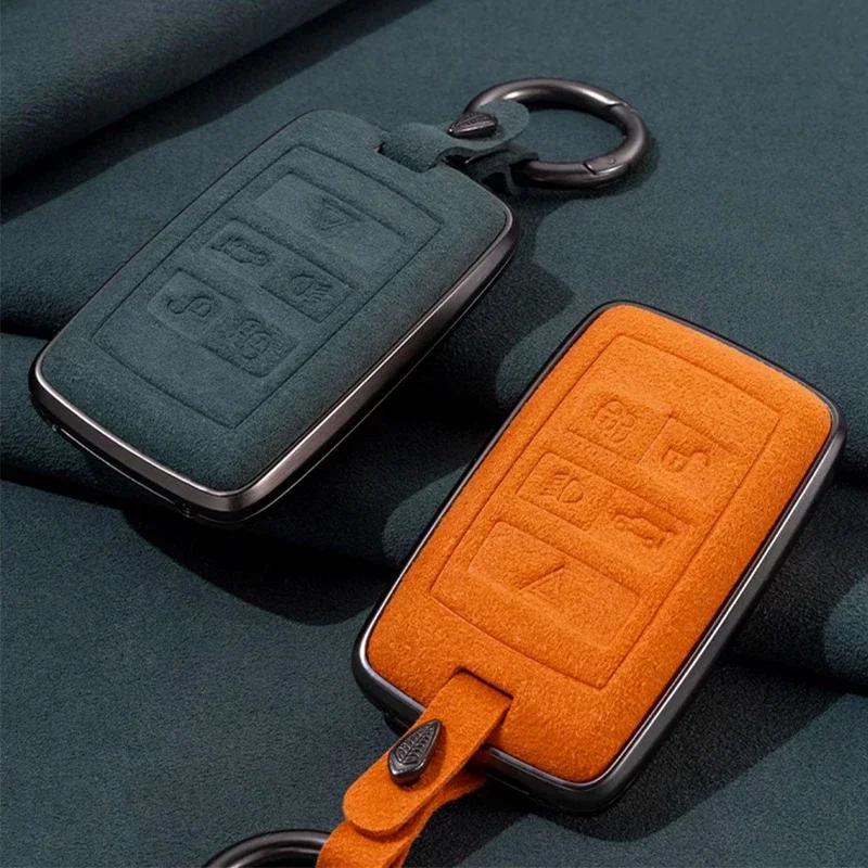 Aluminium Alloy Leather Car Key Case Cover For Land Rover Range Rover Sport Evoque Discovery 3 4 5 For Jaguar Xe Xf Xj F Pace