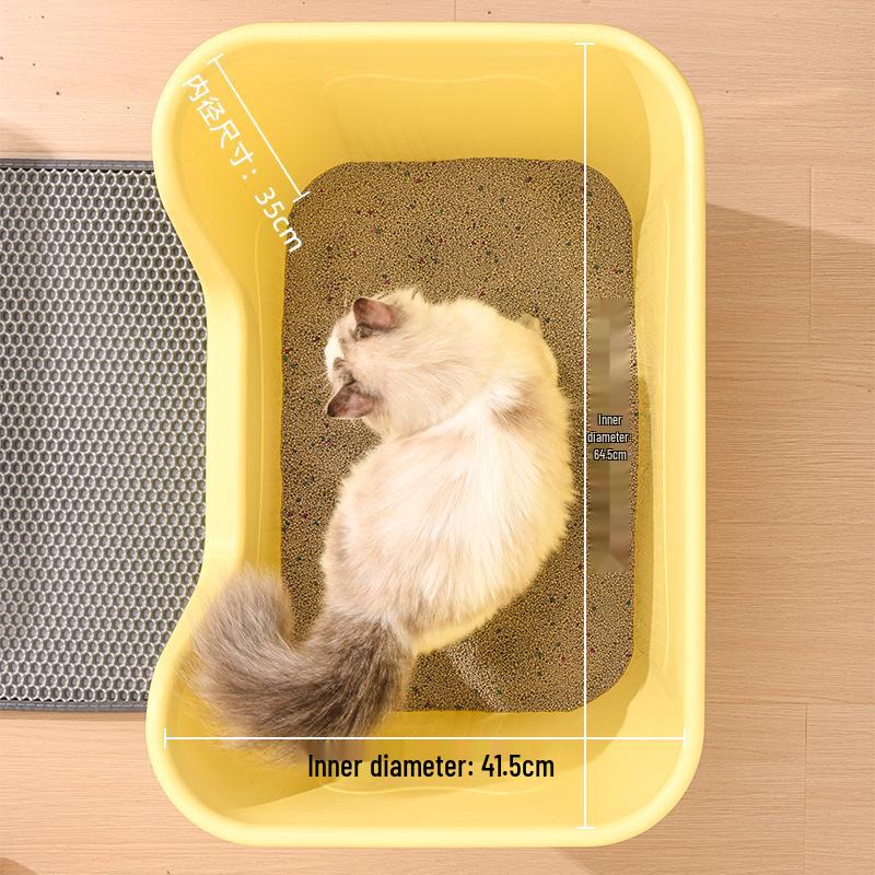 Oversized Splash-Proof Semi-Enclosed Cat Litter Box
