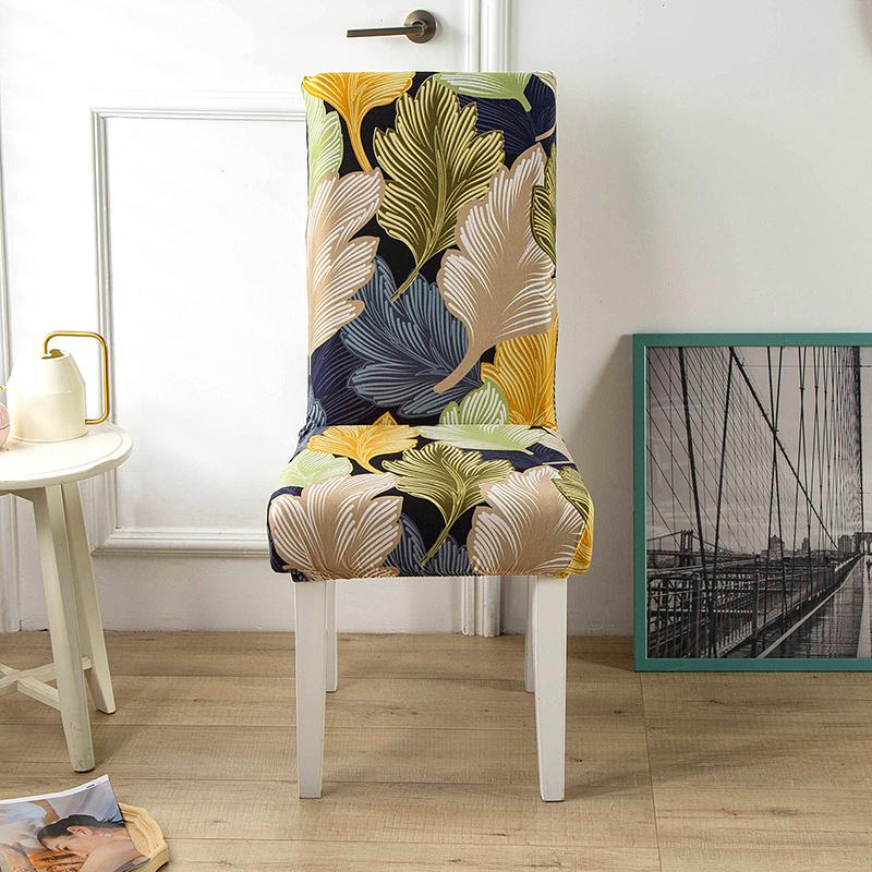 1PC Bedruckter Stuhlbezug, Stretch, waschbar, abnehmbar, große elastische Stuhlbezüge, Sitzbezug für Bankett, Hotel, Küche, Wohnzimmer