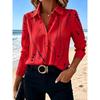 Geometric Print Women Blouse Spring Autumn Femme Office Lady Button Up Turn Down Collar Shirts
