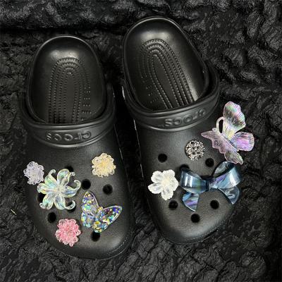 New Style, DIY Hole Shoe Pattern, Resin, Creative Handmade, Rhinestone Bead Pattern, Butterfly Shoe Pattern, Detachable Shoe Buckle, Shoe Decoration