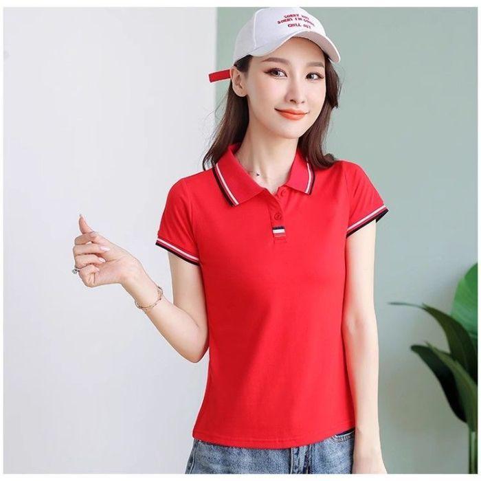 Short-sleeved POLO Shirt T-shirt for Women In Summer New Casual Sports Comfort Slimming Solid Color Top