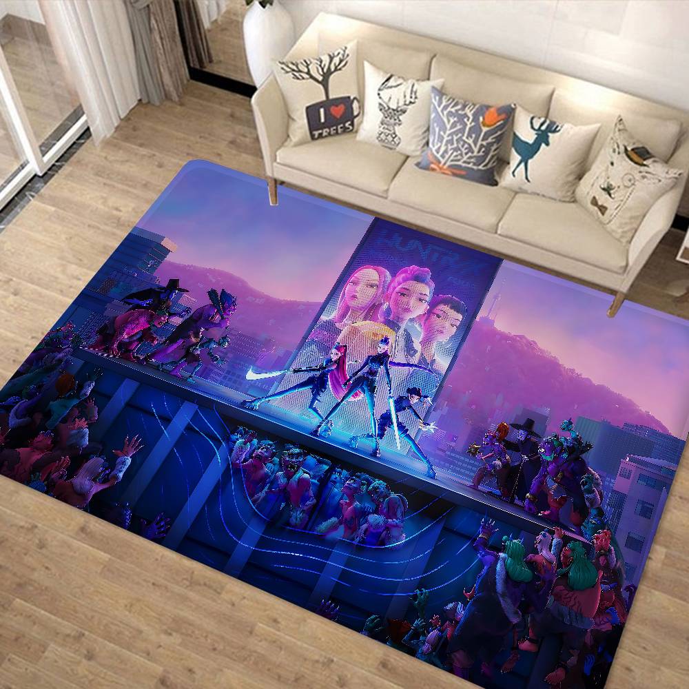 KPop D-Demons H-Hunters Chicas Anime Alfombra de Pasillo Estilo INS Suave Suelo de Dormitorio Casa Lavadero Alfombras Antideslizantes para Mesita de Noche