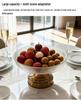 European High-Footed Glass Fruit Plate with Brass Base - Luxurious Retro Snack Dish for Living Room