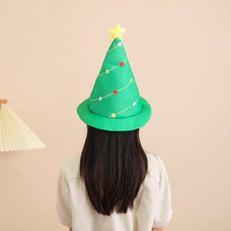 Portable Holiday Christmas Tree Costume Hat with Festival Ornament Comfort Fits for Parties Supplies Home Accessory