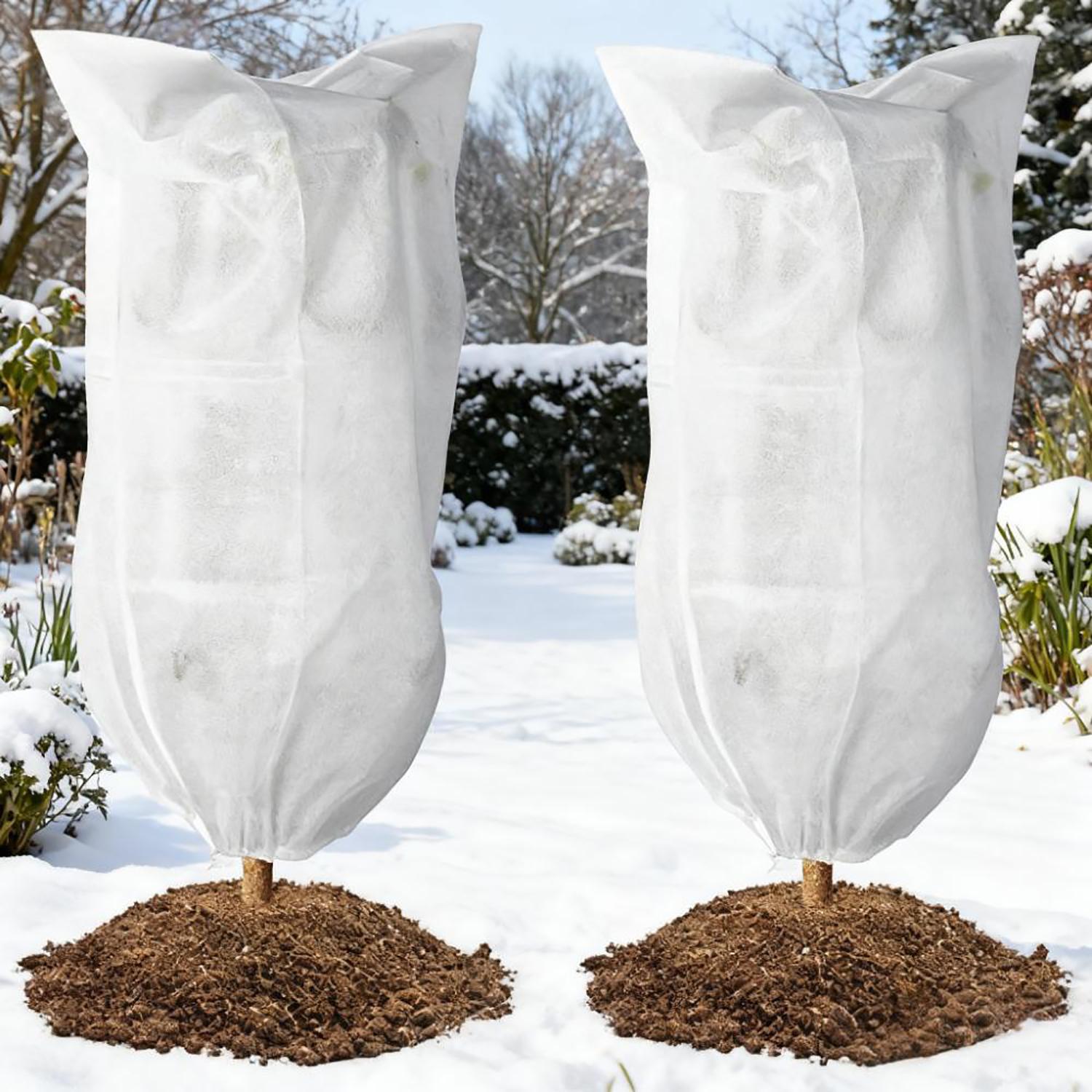 

Winter Plant Cold Protection Cover Non-woven Fabric Plant Tree Shrub Cover with Drawstring Yard Garden Frost Prevention Cover 0.6x0.8m