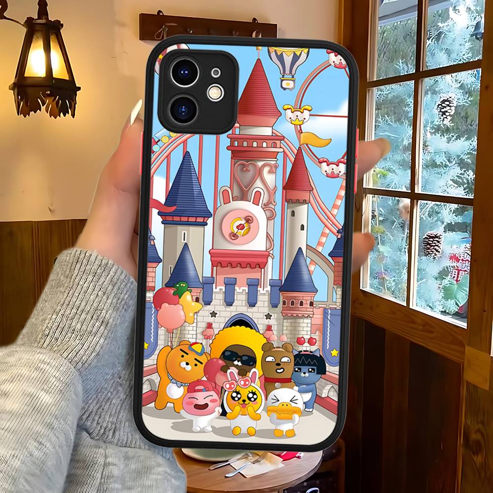 Cartoon K-KAKAO CUTE F-FRIENDS For IPhone 11 12 13 14 15 16 Pro Max Plus X XS MAX Shockproof Matte Back Cover