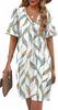 Women's V-Neck Flared Sleeve Medium and Long Pocket Short Sleeve Dress