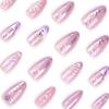 24 Pieces Handmade Magic Mirror Powder 3D Three-dimensional Manicure Fake Nail Flower Pearl Wearing Nail Piece Bubble Bead Wearing Nail