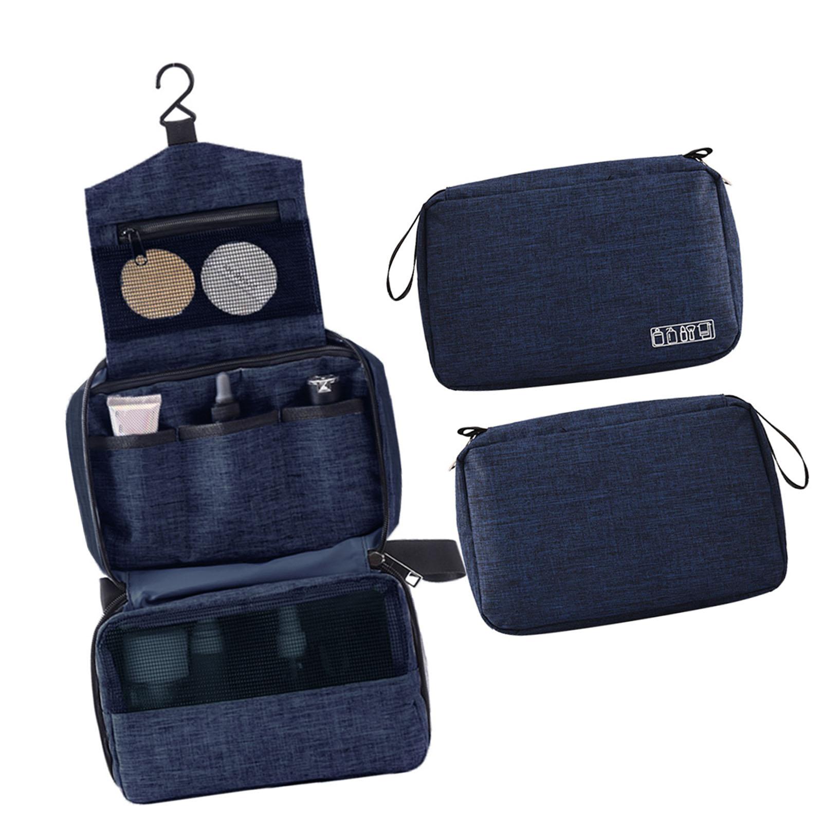 

Portable Toiletry Bag with Hanging Hook Travel Bag for Toiletries Water resistant Cosmetic Bag Travel Makeup Organizer темно-синий