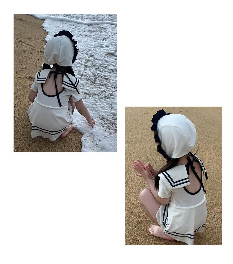 Mädchen 2025 Koreanischer Off-White Badeanzug mit Rock - Stilvolle Sommer-Strandbekleidung