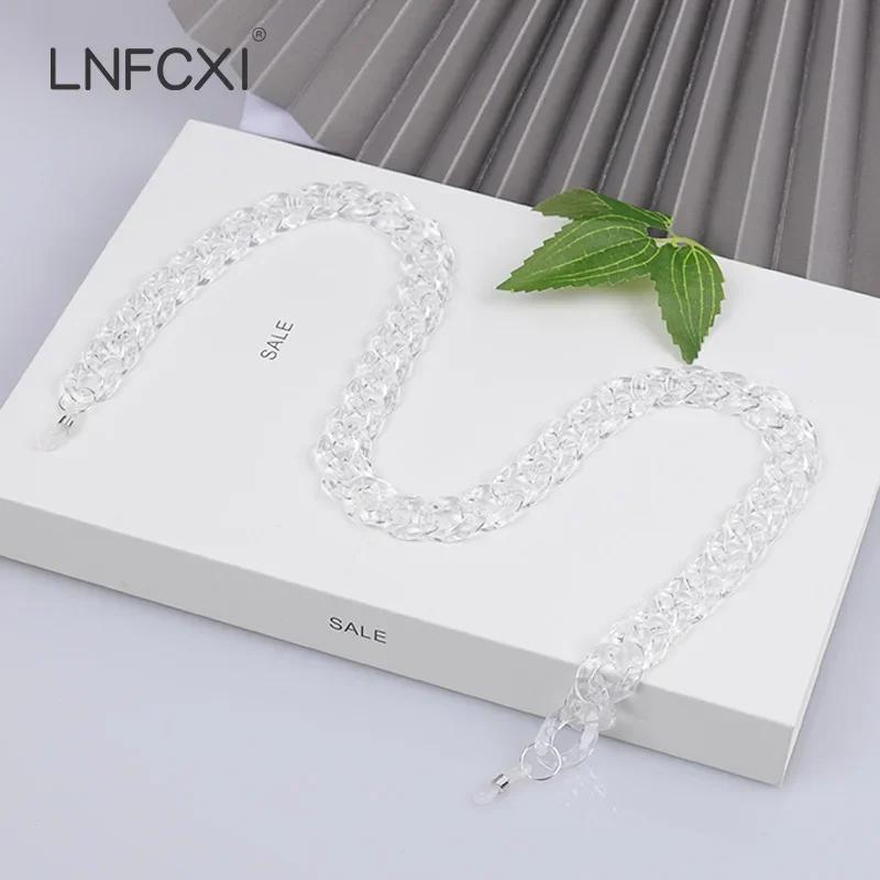  Retro Bright Acrylic Glasses Sunglasses Chain Straps Lanyards Blue Color Reading Glasses Hanging Neck Glasses Chain