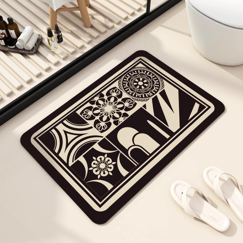 Fransk badrumsdörrmatta, absorberande matta av kiselalger, badrumshalkmatta ny tvättställsmattmatta