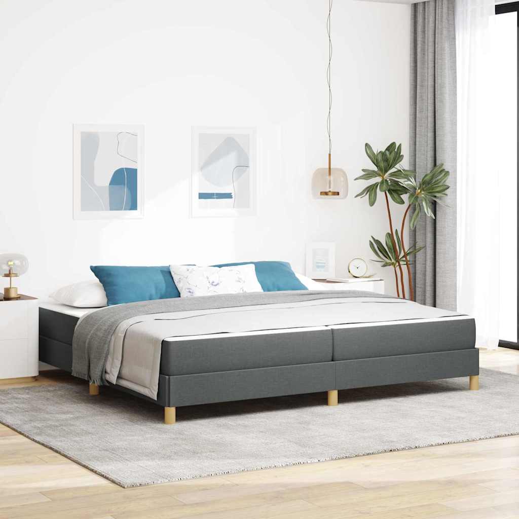 Box Spring Bed with Mattress Dark Gray 200 x 200 cm Fabric
