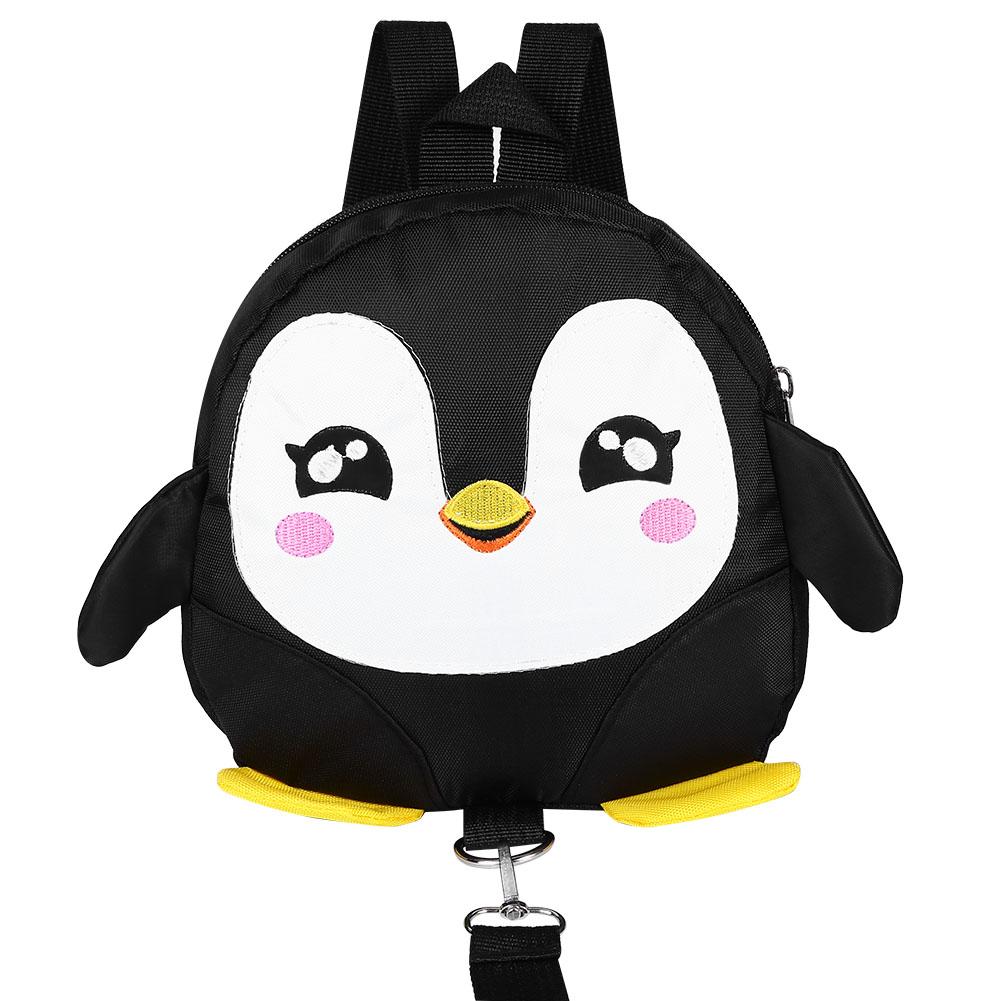 Søt tegneserie pingvin babysikkerhetssele ryggsekk småbarn anti-tapt veske skolesekk (Svart)
