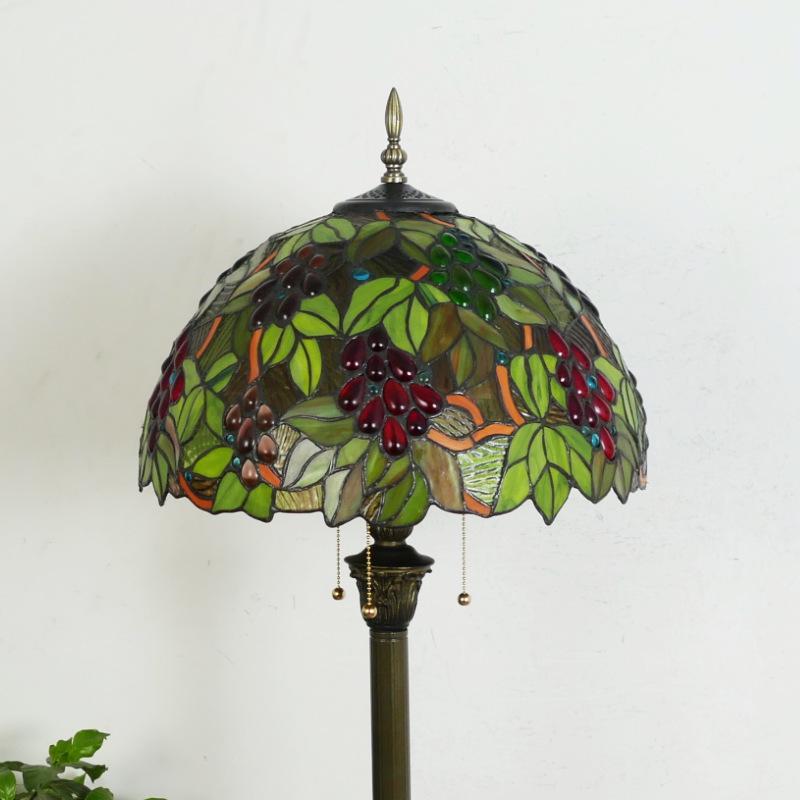 Retro Nordic Style Tiffany Floor Lamp - Colored Glass Light for Living Room, Bedroom, or Study.