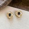 High-End French Retro Camellia Mother-of-Pearl Stud Earrings for Women