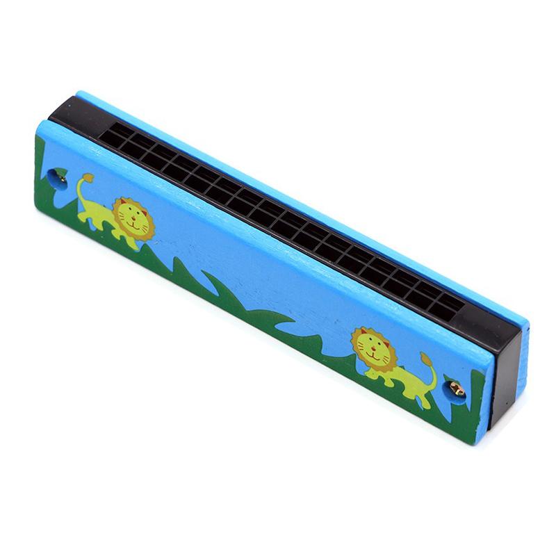 1PC Multicolored Mouth Organ Cute Cartoon Wooden Harmonica 16-Hole Musical Instruments Beginners Suitable Woodwind Harmonica ZYF