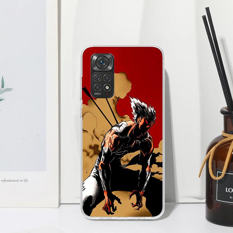 One P-Punch-Man Garou Phone Case For Xiaomi Redmi Note 15 13 14S 14 Pro Plus 12S 11S 10S 12 11E 10 11T Art Fundas Back Cover Red