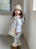 Kids' Korean Style Winter Cartoon Hooded Mid-Length Down Jacket - Girls 90% White Duck Down