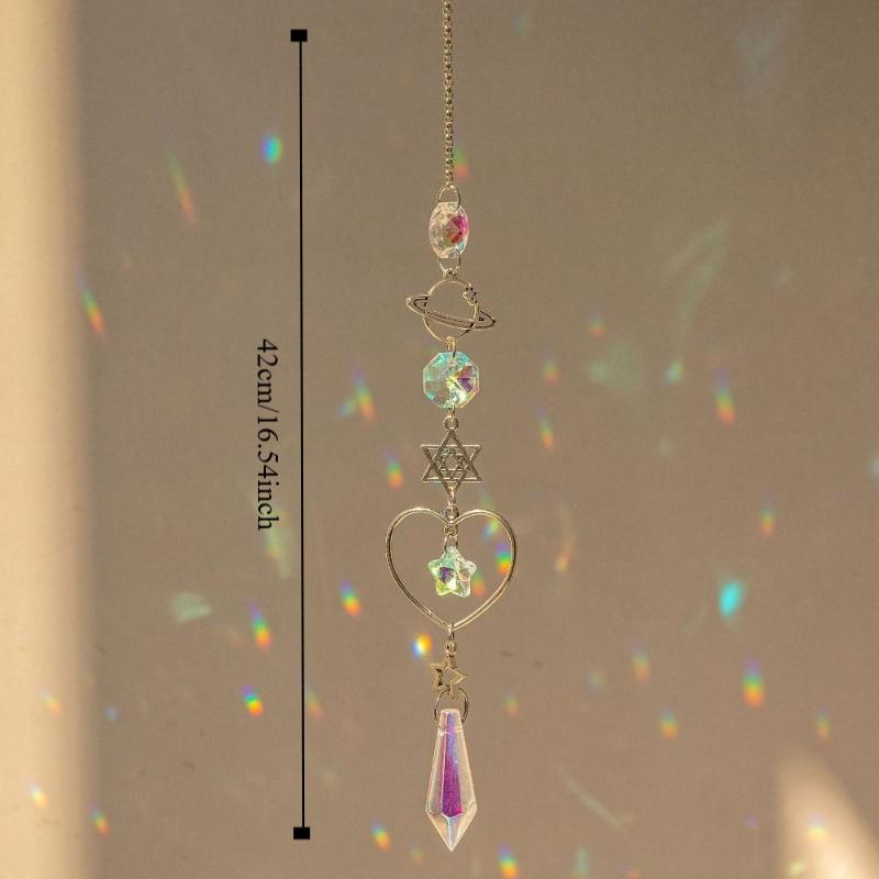 1pcs Hot Crystal Wind Chime Pendant Planet Moon Stars Chime Rainbow Maker Heart Sun Catcher Holiday