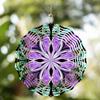 10 Inch Bohemian Wind Chime Vibrant Purple Black Floral Design Metal Garden Decor 360 Degree Hanging Hook Perfect Gift for Spring Summer