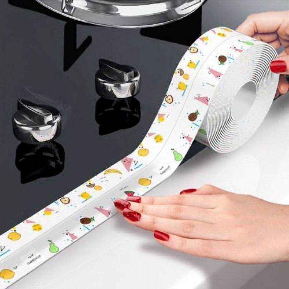 Kitchen Sink Waterproof Tape Anti Mold Sink Corner Tape PVC Sealing Strip Printed Stickers Tape Caulk Strip Self Edge