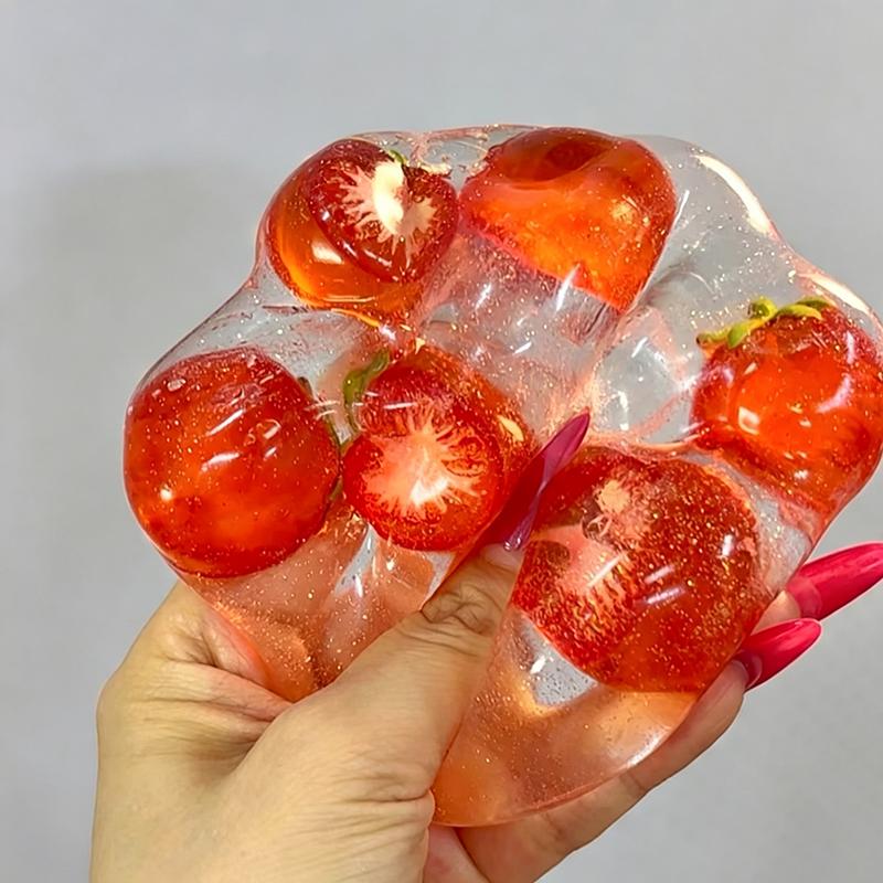 Glass Fruit Series! Thin-Skin Moldable Squeeze Balls With Soft Texture Stress Relief Fidget Toys For Adults