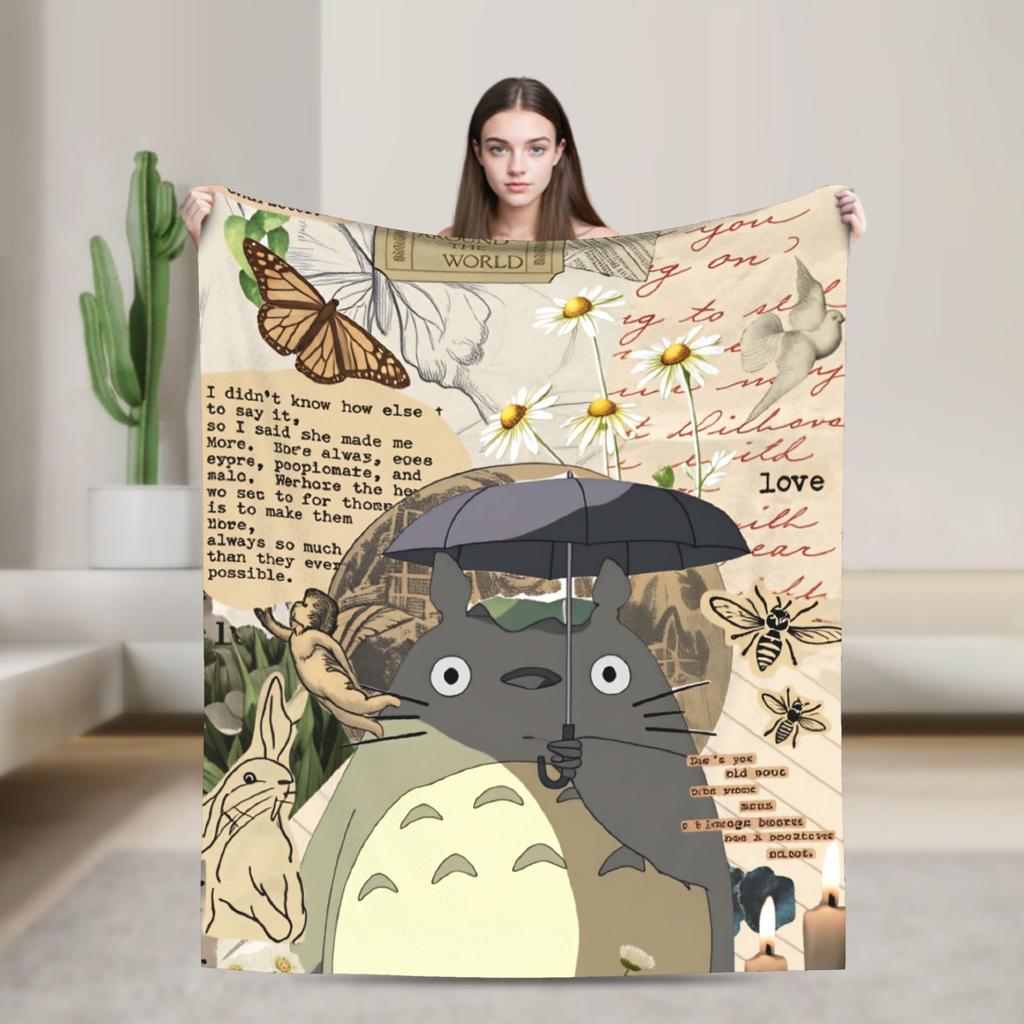 Traditional Nekobasu Japanese Blanket T-Totoros Travel Flannel Bedding Throws For Living Room Warm Bedspread Birthday Present