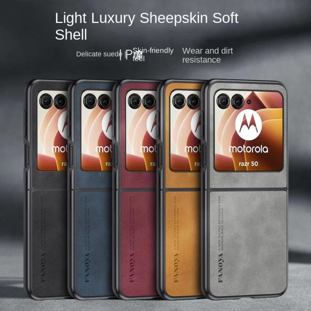 ძვირადღირებული Lambskin PU ტყავის ყდა Motorola Razr 50 Ultra Moto Razr50 50 Ultra Razr 40 2023 დარტყმაგამძლე მყარი პლასტიკური ტელეფონის ქეისი