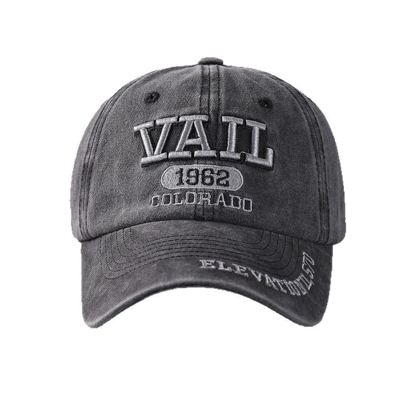 Cappellino da baseball con ricamo tridimensionale di lettera in denim di puro cotone lavato con visiera curva cappellino lotto in stock