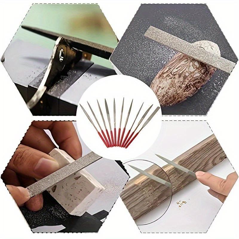 10Pcs Diamond Needle File Set For Jewelry Metal Wood Ceramic Glass Stone Craft Sharping Working Hand Carving Tool