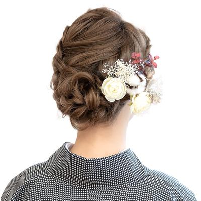 Soubien Coming of Age Ceremony Hair Ornament Dried Flower Taste Gypsophila Artificial Flower 3 Piece Set A White (sbn-kaz10007)
