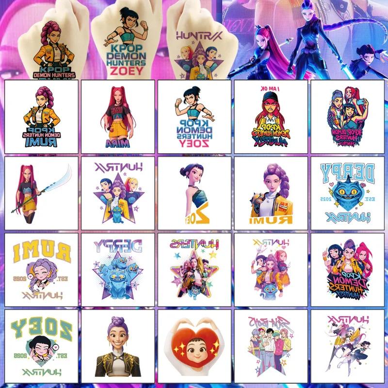 20/40pcs Waterproof Demon Hunter Cartoon Anime Temporary Tattoos Body Art Stickers Toys for Kids K-pop Fans Funny Party Gifts