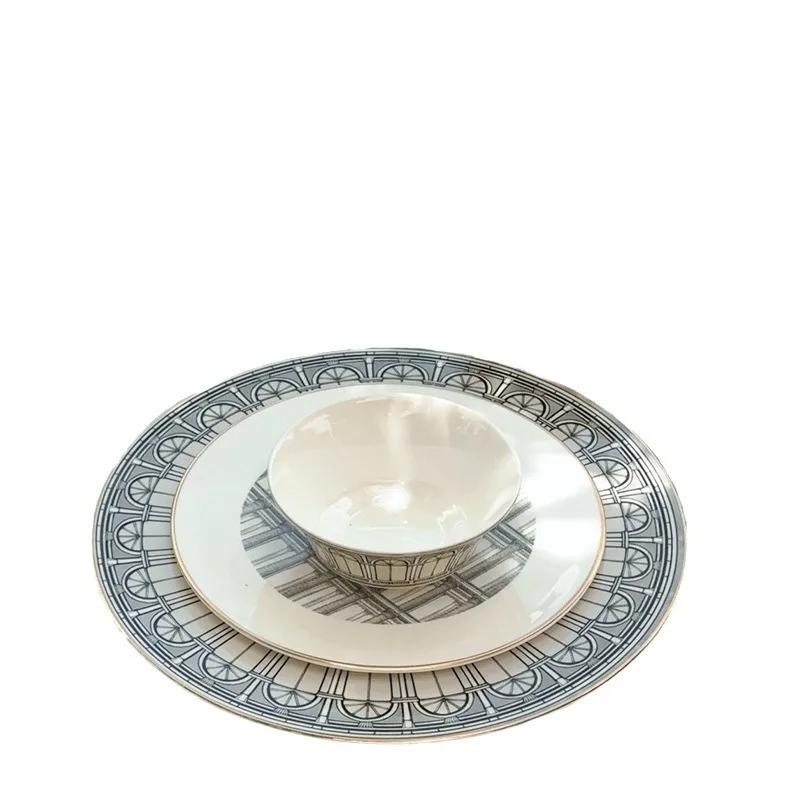 Nowy Styl Łabędzi Zamek Zastawa Stołowa Talerz Obiadowy Wysokiej Jakości Porcelana Kostna Ceramiczne Talerze Architektura Rzymska Filiżanka do Kawy